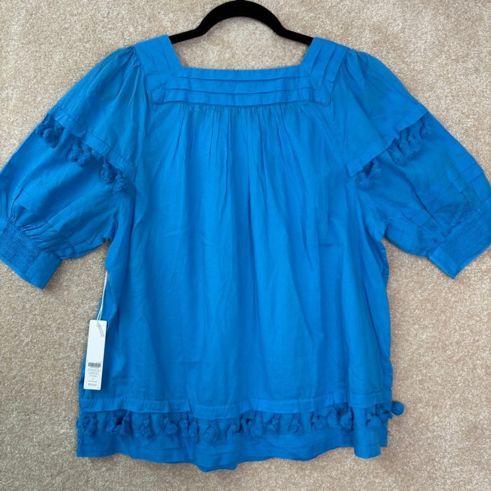 NWT CHICO'S Cotton Voile Top Women's 2 Size 12 Large Blue Boho Summer - Picture 4 of 8